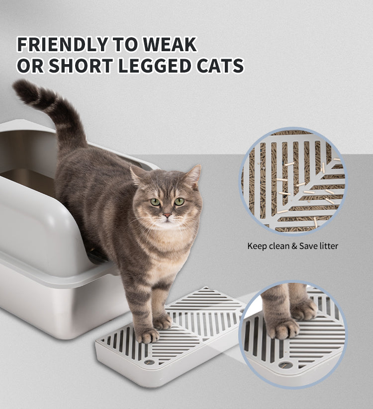 Fully Enclosed Large Space Pet Toilet Stainless Steel Cat Litter Box with Lid