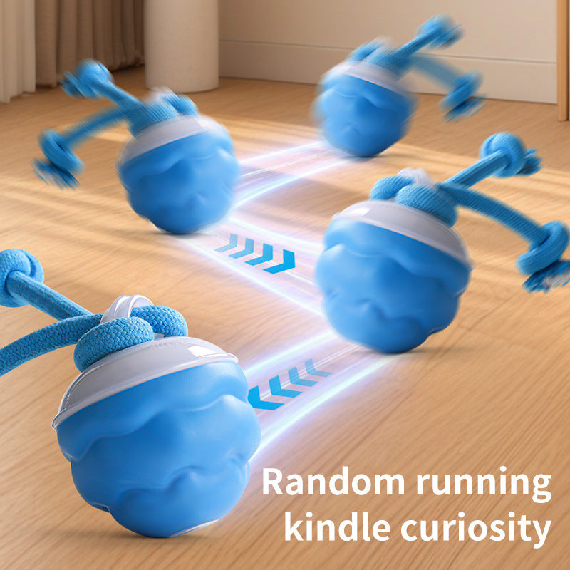 2025 Smart Rolling Balls for Dogs Electric Moving Chew Ball Interactive Squeaky Dog Toy Ball with Rope