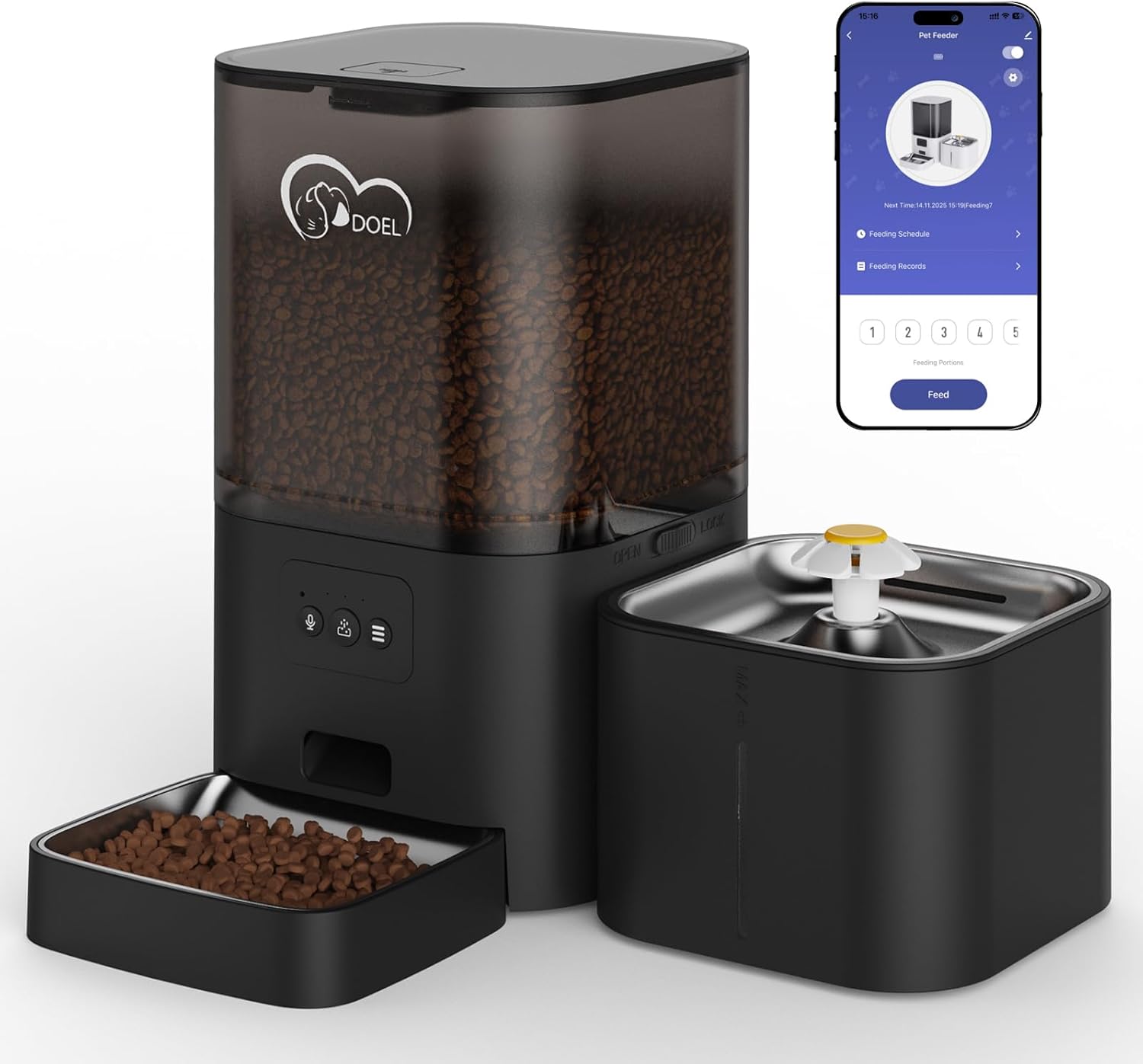 Wifi APP Control Voice Call Function 6L Dog Cat Food Dispenser Timed Pet Feeder Food and Water 2 in 1 Smart Automatic Pet Feeder