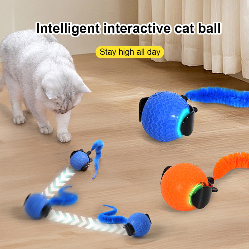 USB Charger Electric Silicone Cat Toys Rolling Ball With Plush