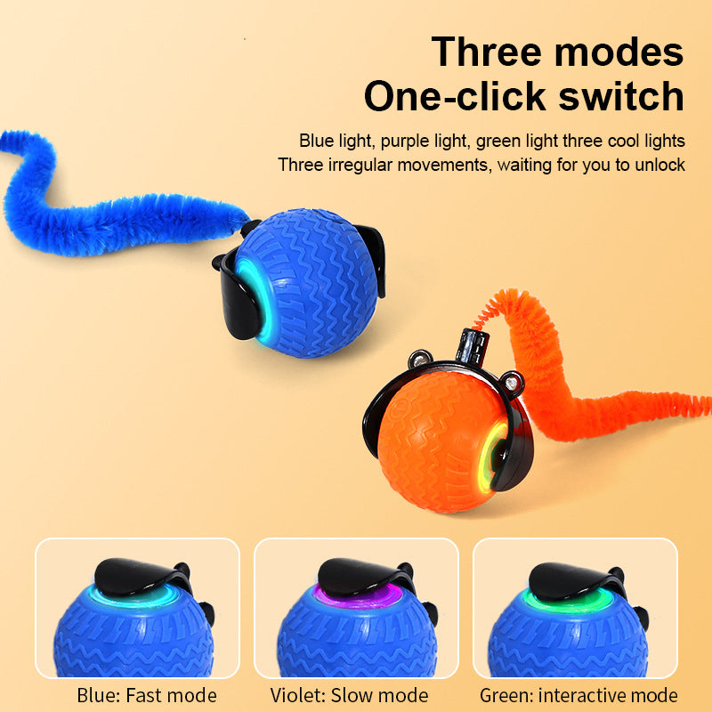 USB Charger Electric Silicone Cat Toys Rolling Ball With Plush