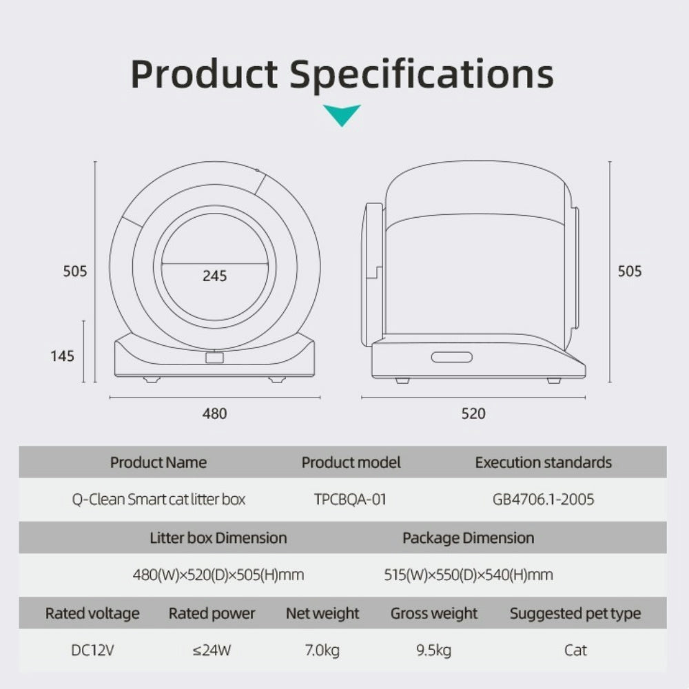 Q-clean Intelligent Automatic Self Cleaning Smart Cat Litter Box