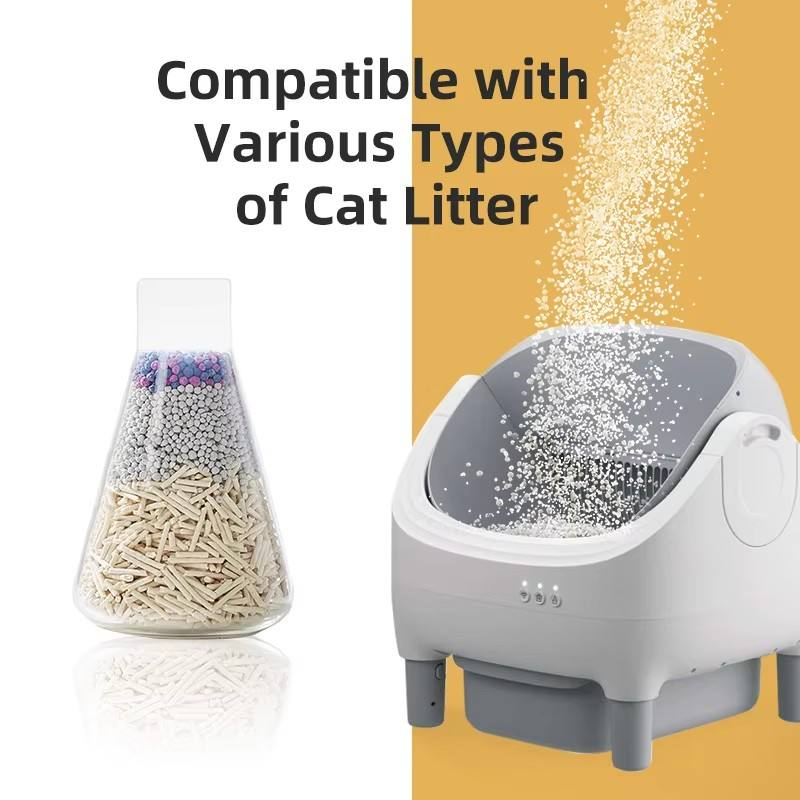 Smart App Control Open-top Automatic cat Litter Box Basin with Dual Safety Sensors Self Cleaning