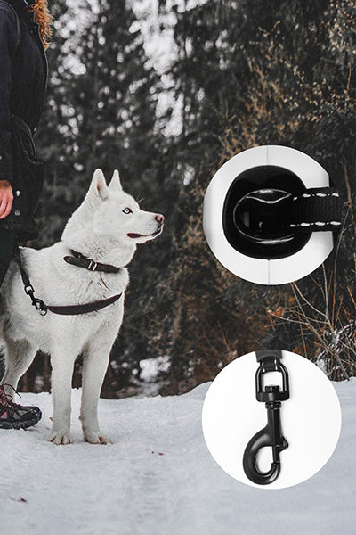 Retractable Dog Leash with Poop Bag Holder