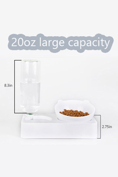 Raised Cat Bowl and Water Bottle Set with Silicon Non Slip Waterproof Mat