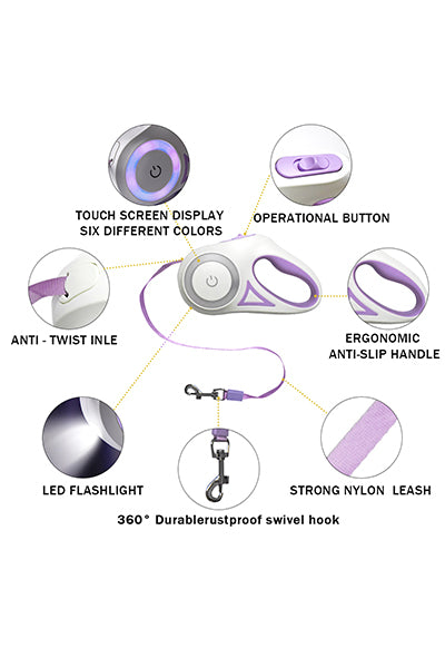 Retractable Dog Leash with Bright LED Flashlight