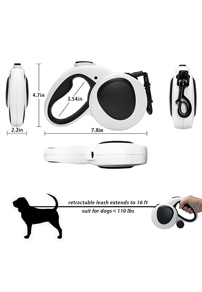 Retractable Dog Leash with Poop Bag Holder