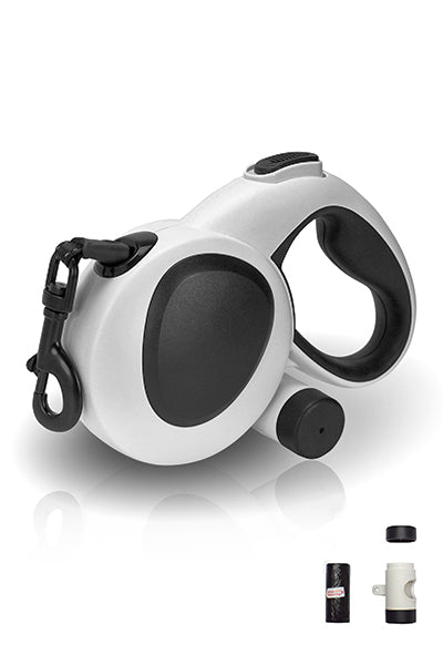 Retractable Dog Leash with Poop Bag Holder